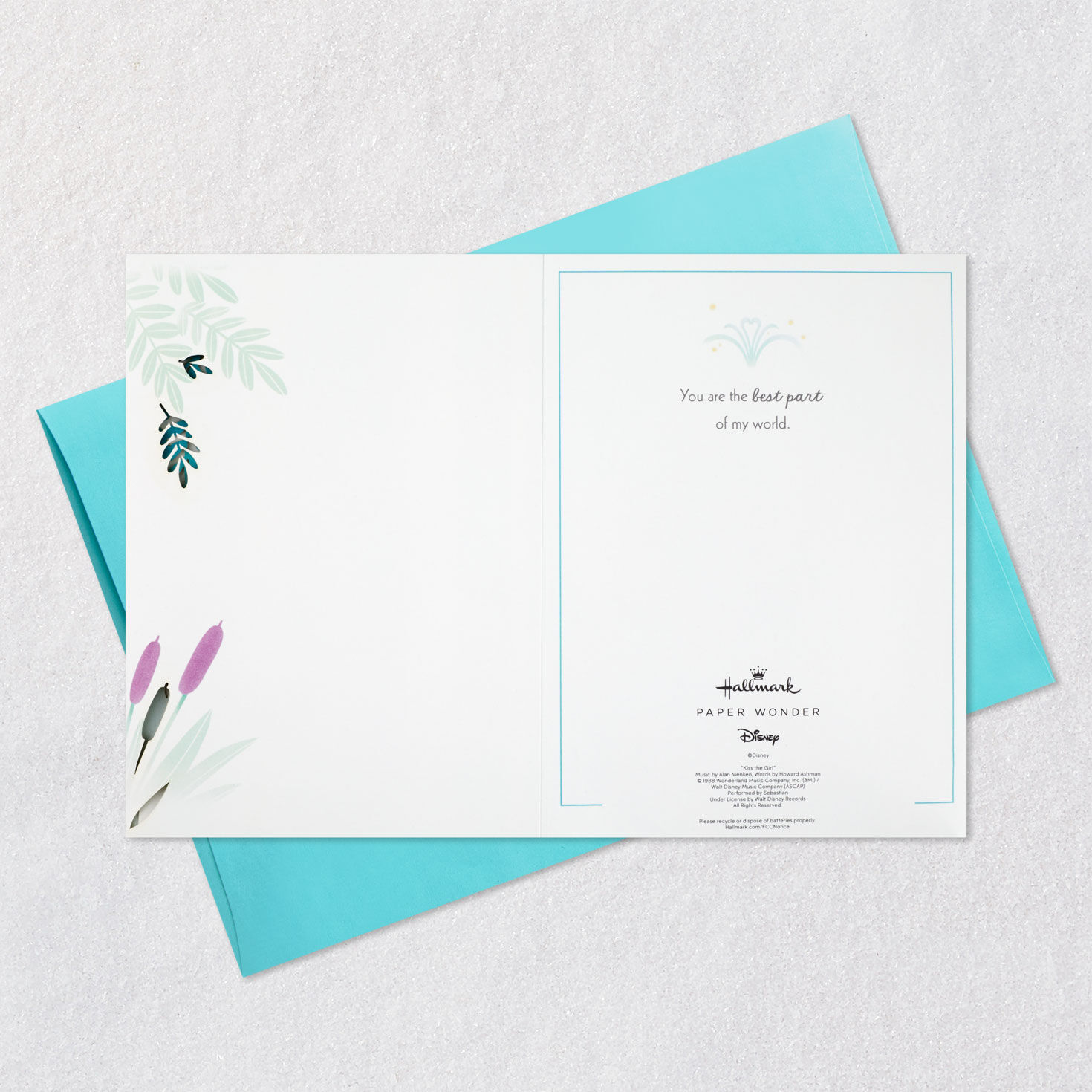 Disney The Little Mermaid You're the Best Part of My World Romantic Musical 3D Pop-Up Love Card With Light, , large image number 7