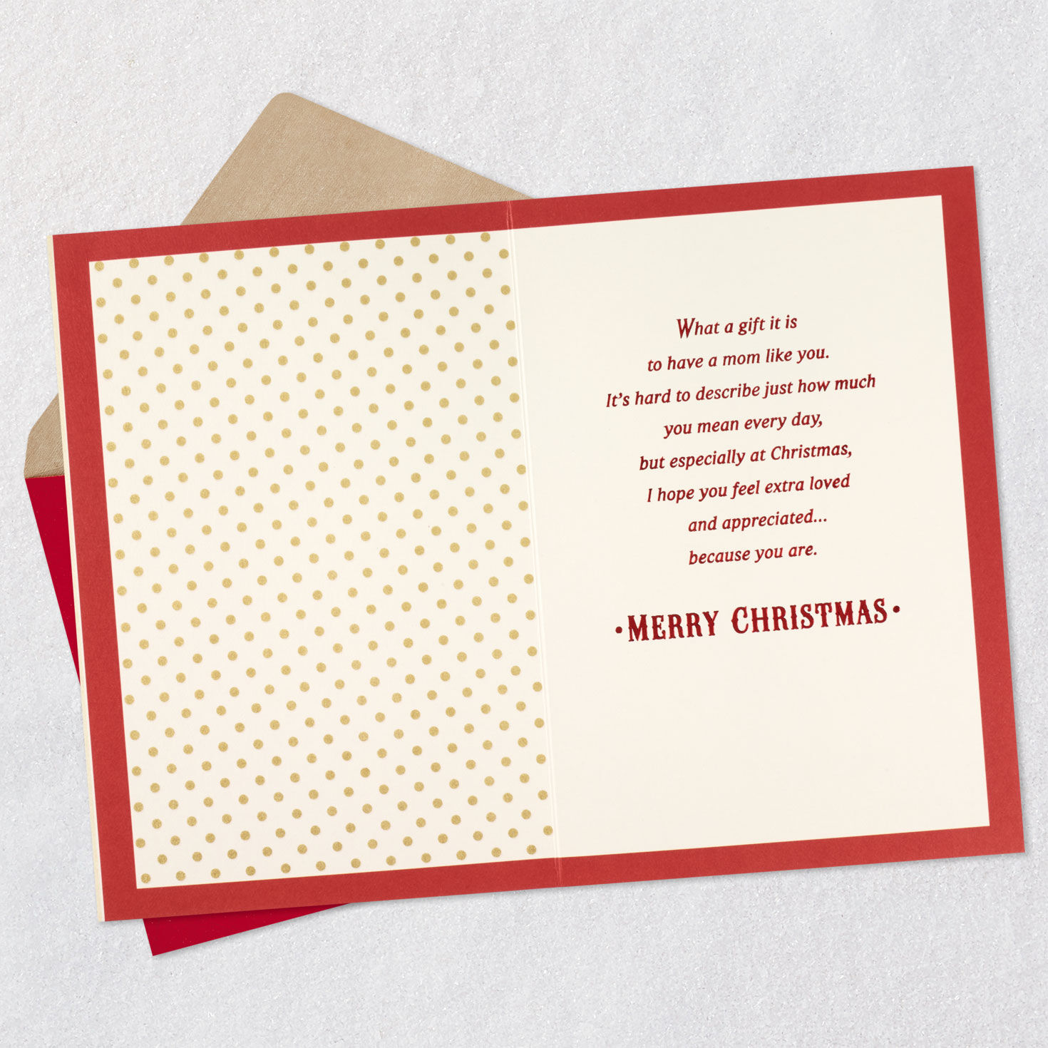 Red and White 3D Holiday Wreath Mom Christmas Card Open card with envelope image number 3