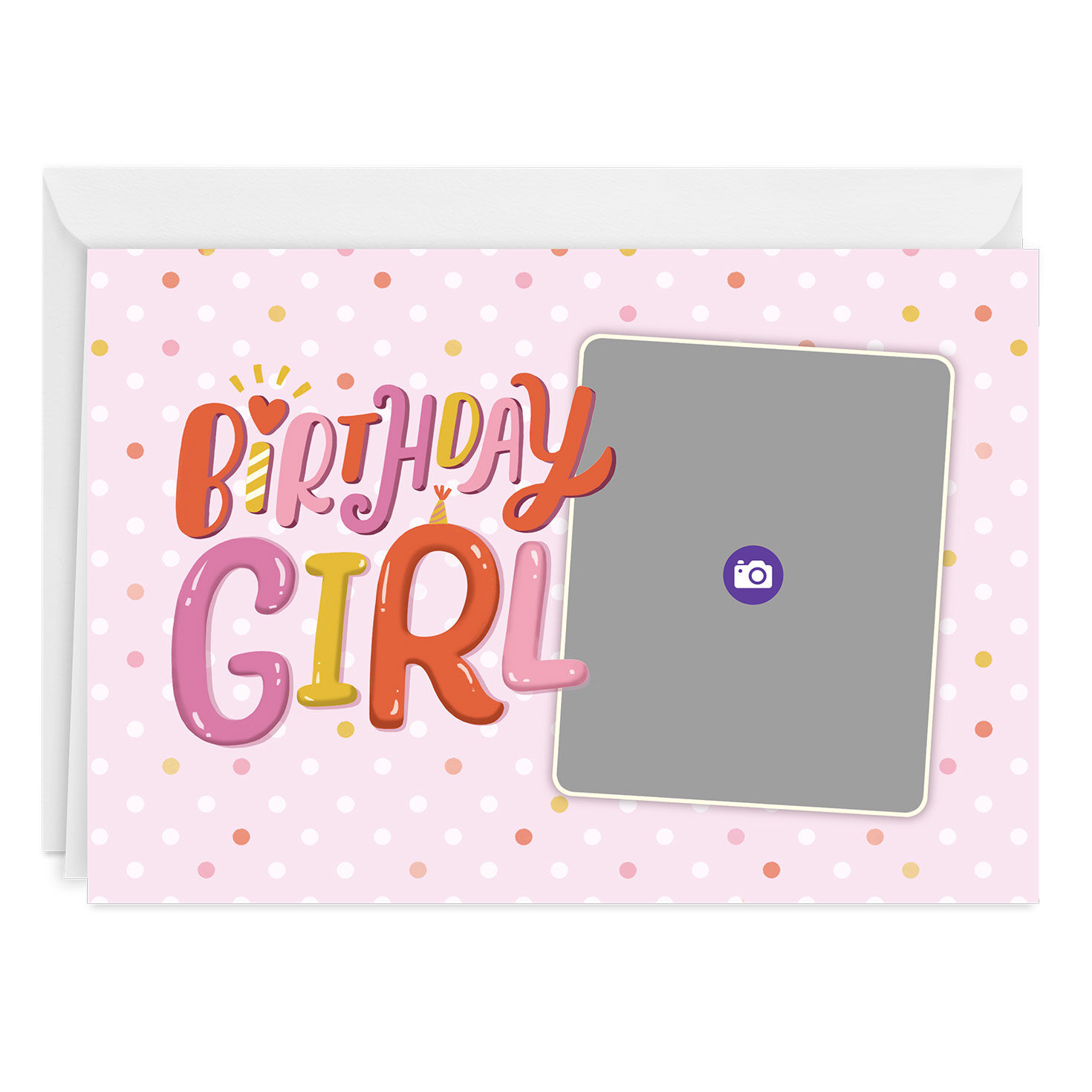 Pink Birthday Girl Personalized Card Card Front indicating personalization image number 3