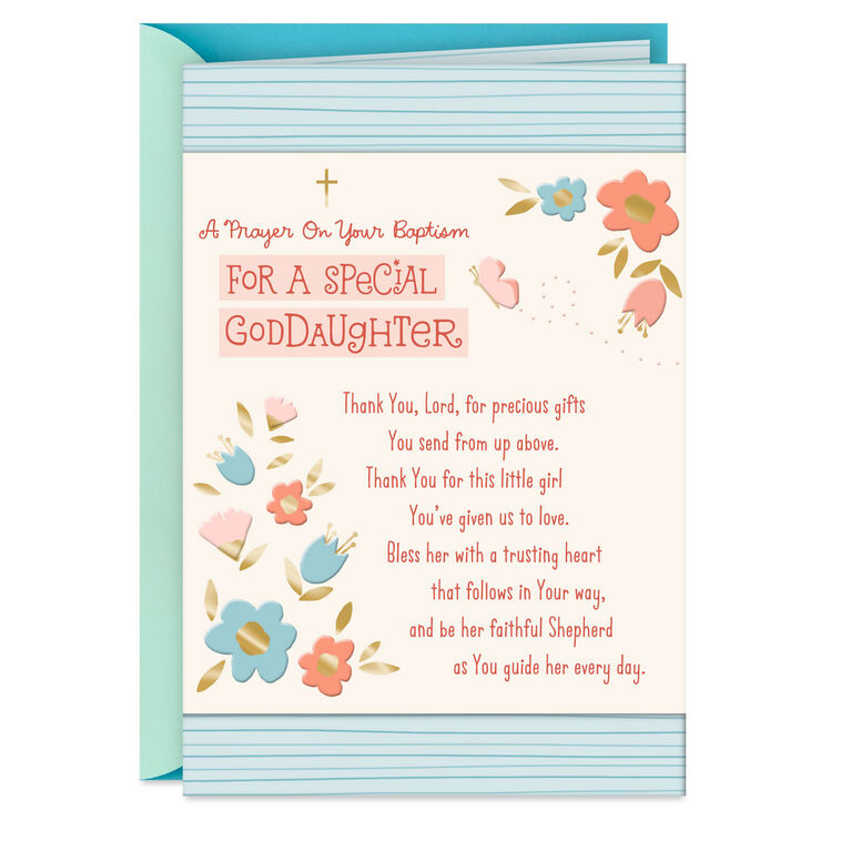 Love and Prayers Today and Always Baptism Card for Goddaughter