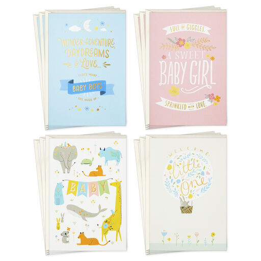 Cute and Cuddly Assorted New Baby Cards, Pack of 12, 