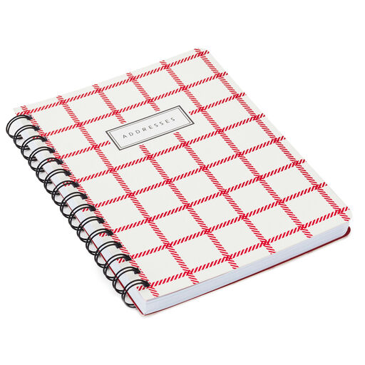 White and Red Plaid Address Book, 