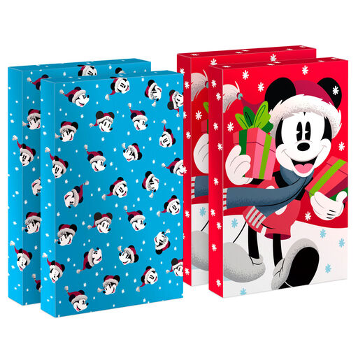 Disney Mickey and Minnie 4-Pack Medium Christmas Gift Boxes, 