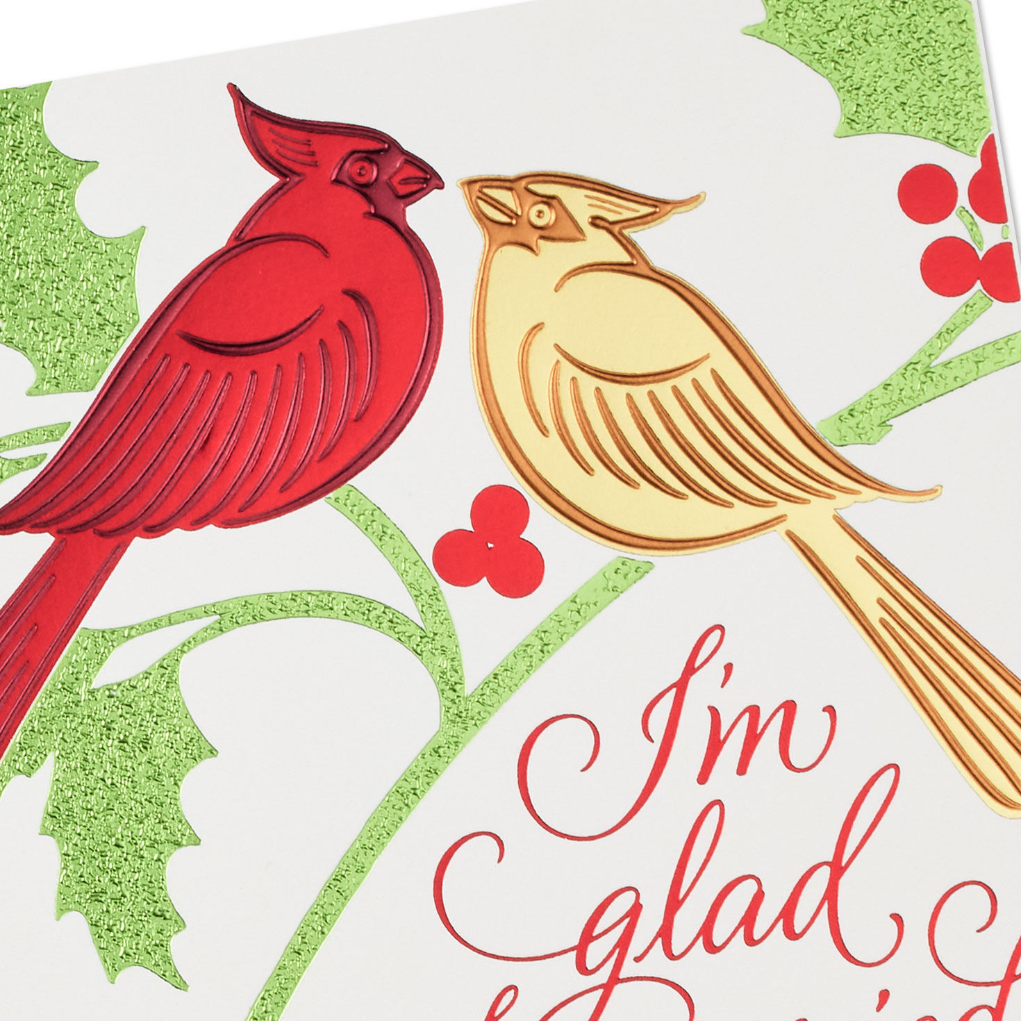 Cardinals and Holly Christmas Card for Spouse Card Front Detail image number 5