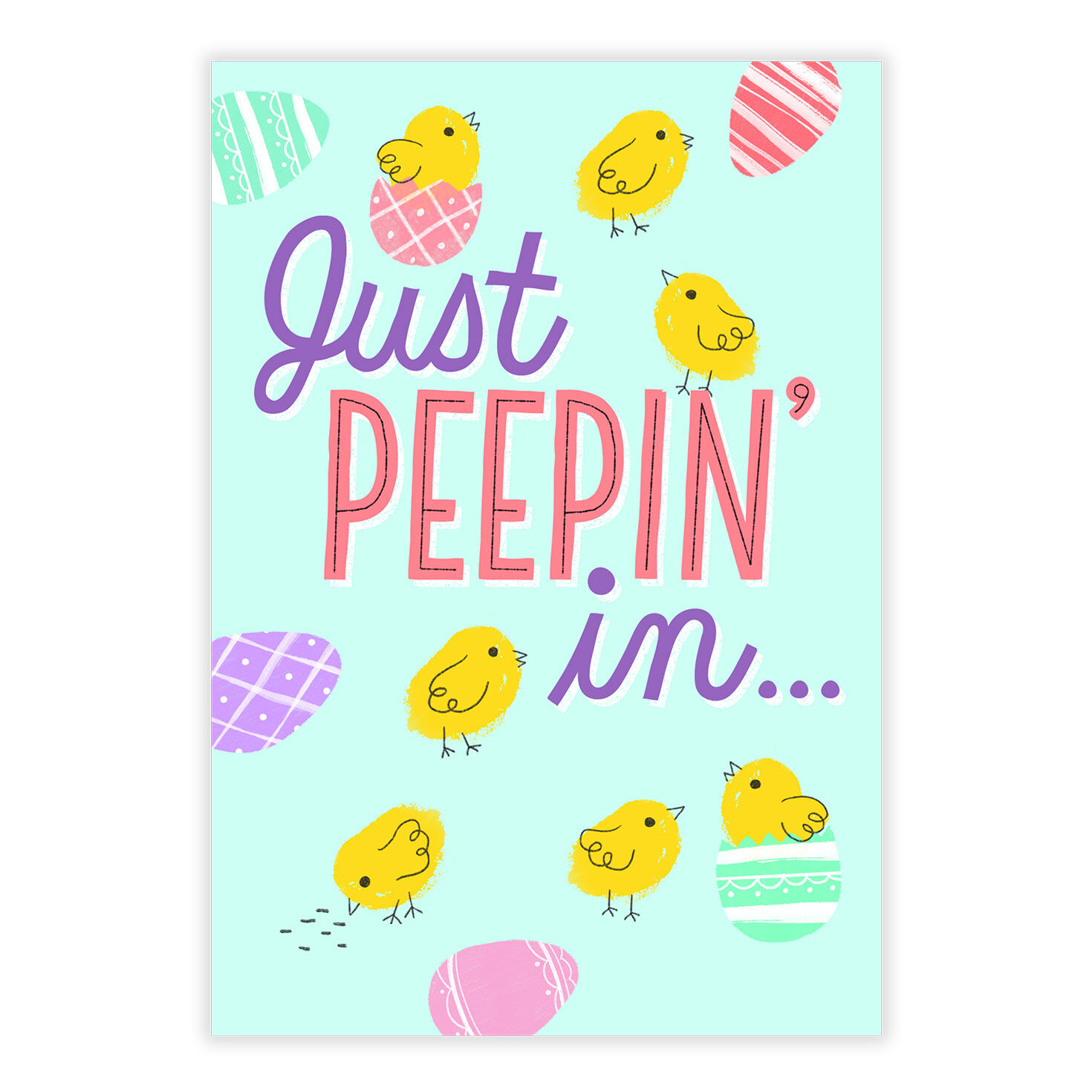 Chicks and Eggs Drawings Personalized Easter Card front image number 2