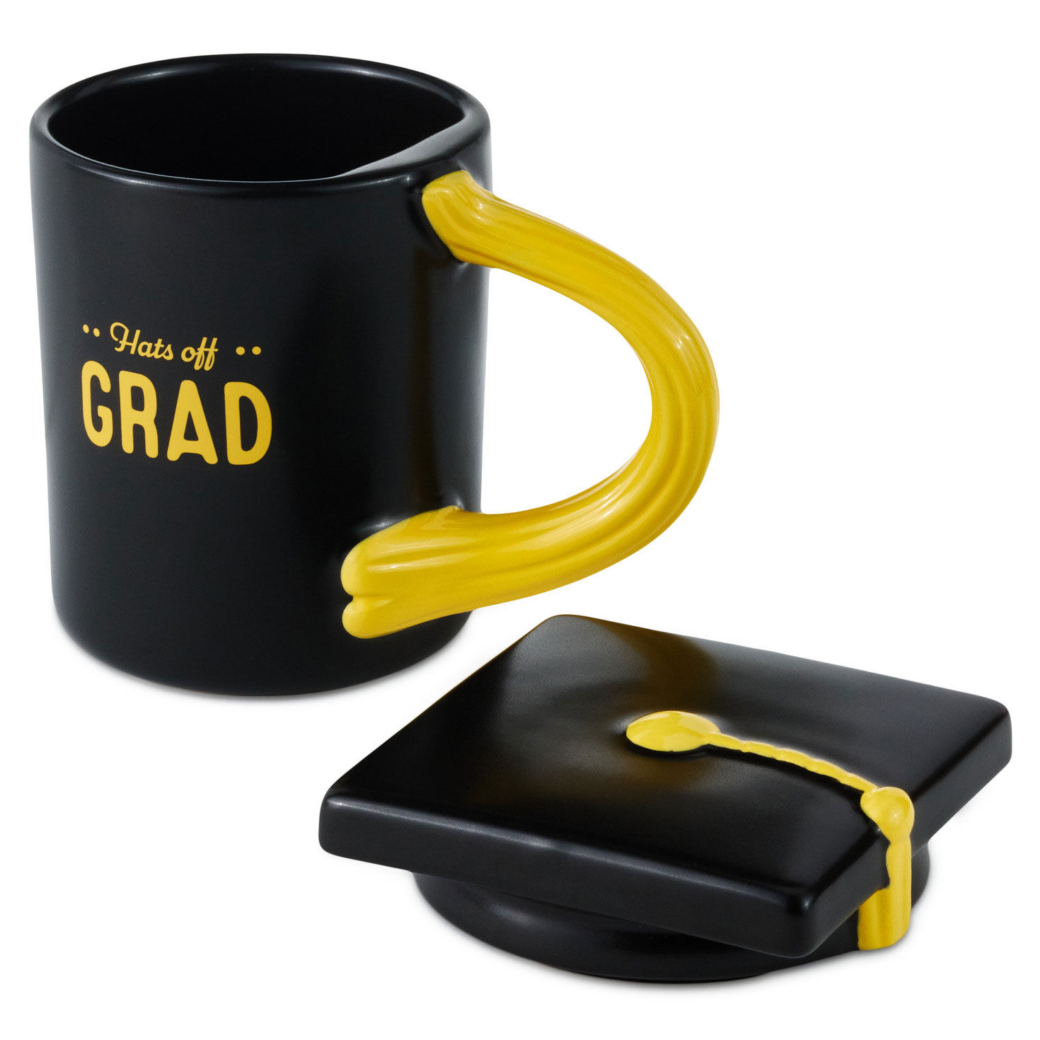 Hats Off Grad Sculpted Mug With Grad Cap Lid front with lid off image number 3