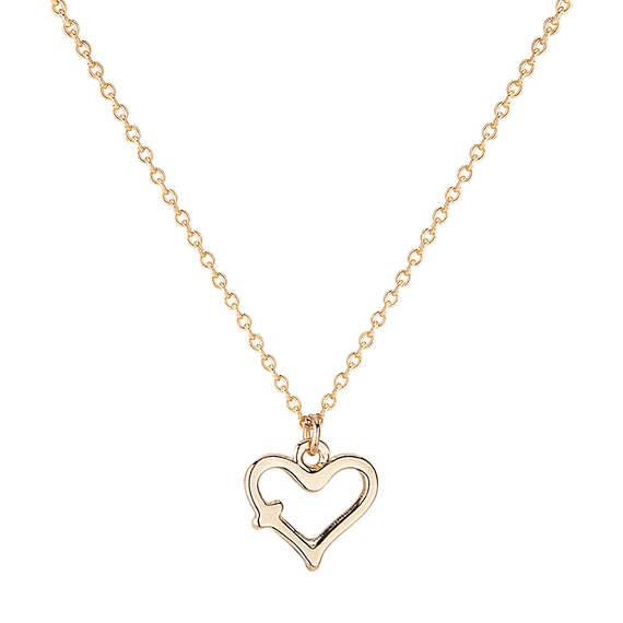 Roman Gold Cross Heart Necklace for Kids, , large image number 1