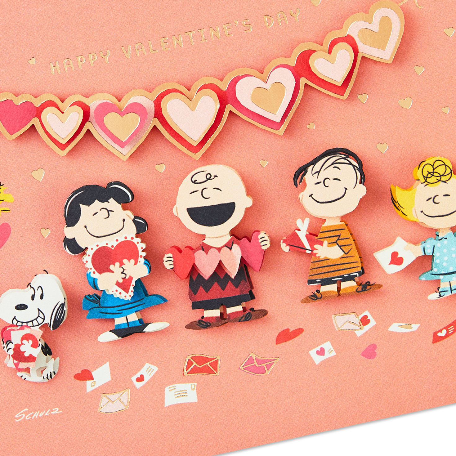 Peanuts Gang With Hearts Happy Valentine's Day Card Card Front Detail image number 4