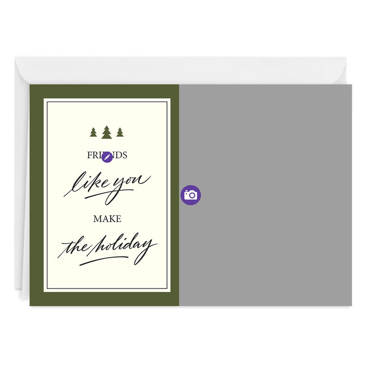 Green Frame With Trees Personalized Holiday Card Card Front indicating personalization image number 3