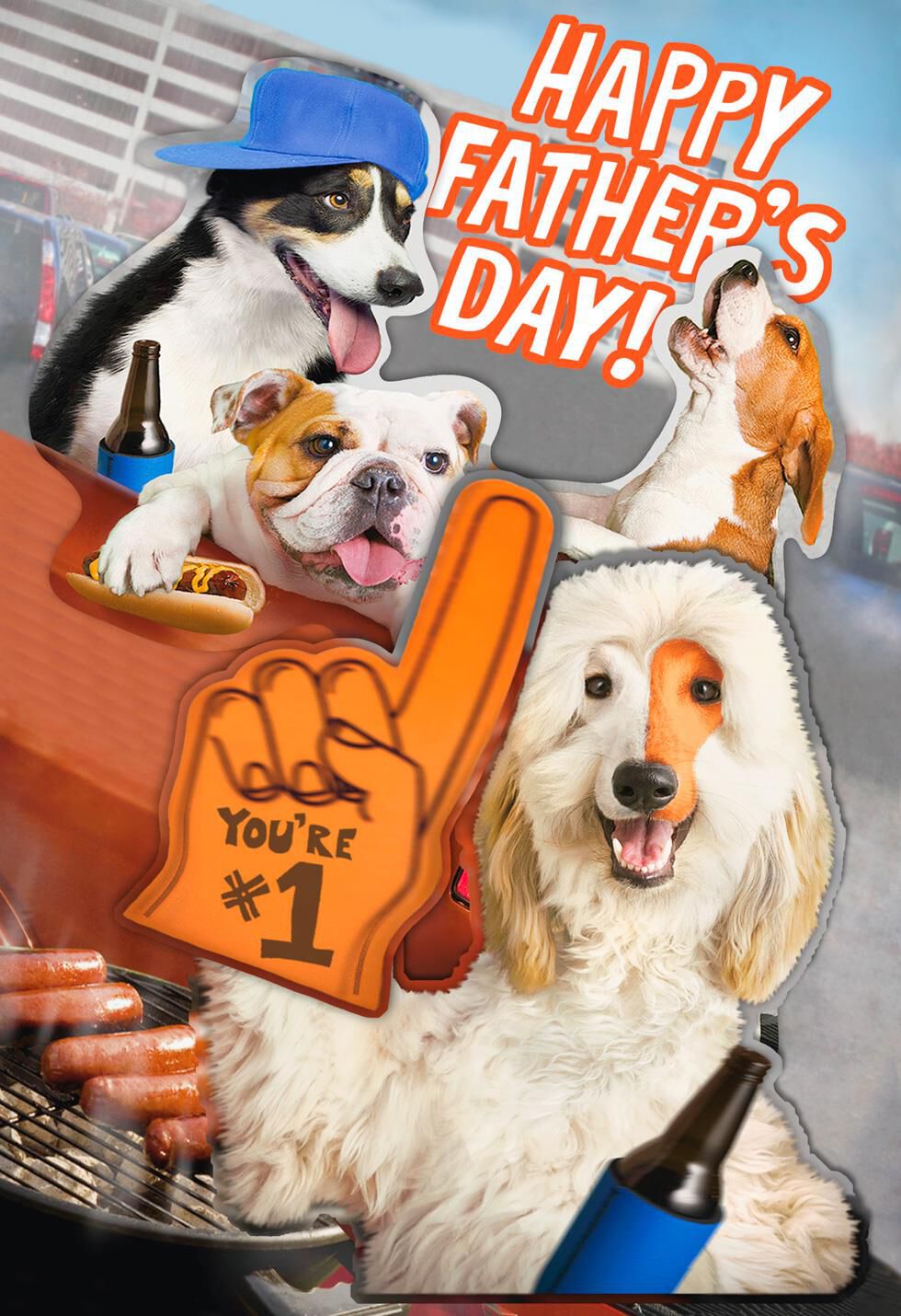 Cute Sports Fan Dogs Funny Father's Day Card