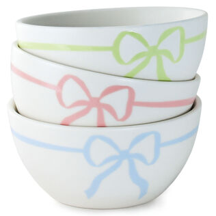Lacey Chabert Collection Pastel Bow Ceramic Bowls, Set of 3