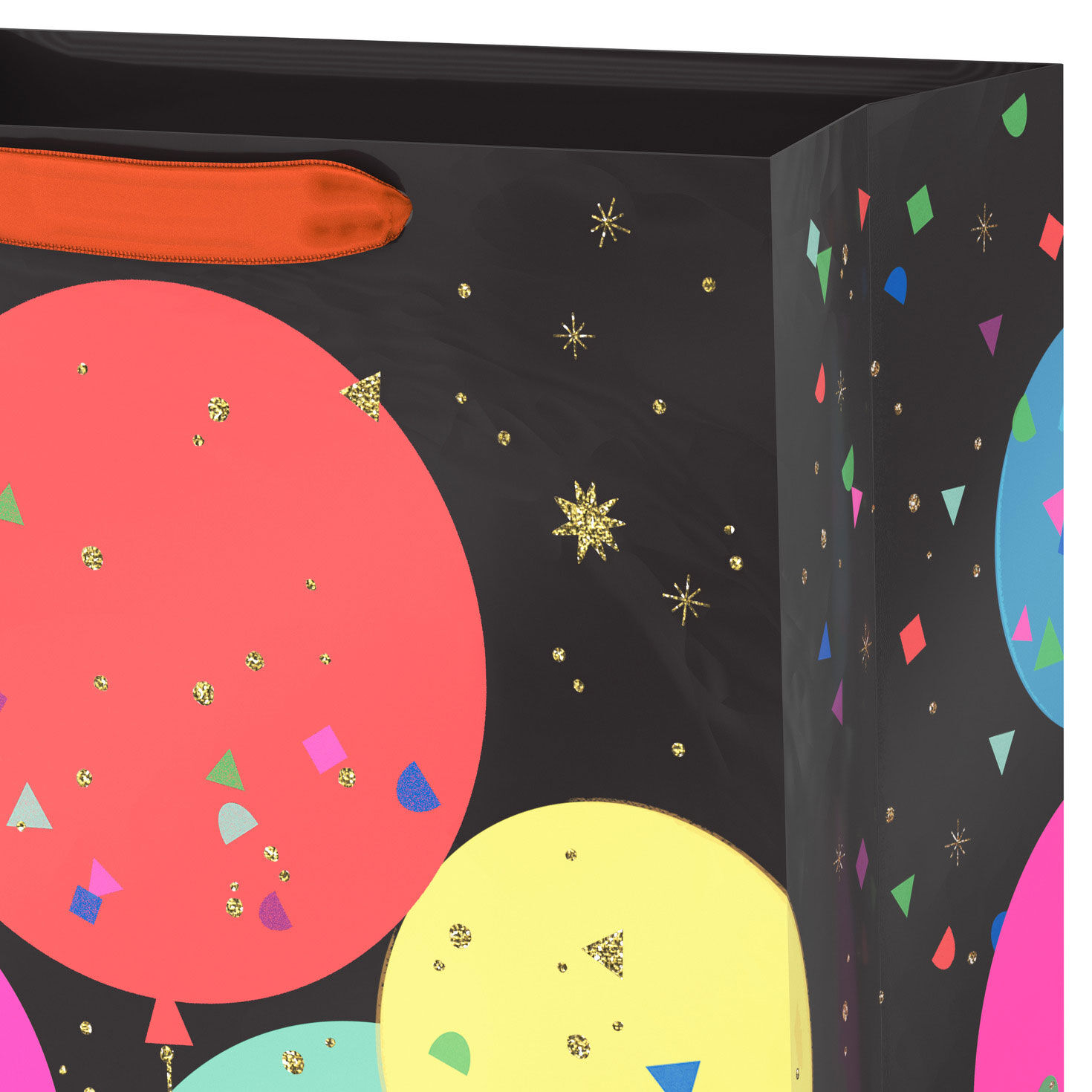 Colorful Balloons and Confetti Large Gift Bag Handle Detail image number 4