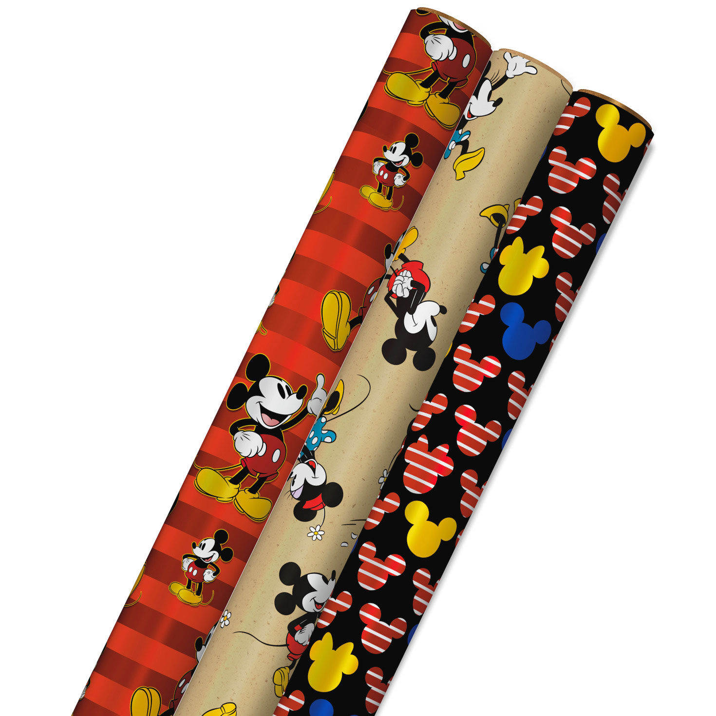 Disney Mickey Mouse 3-Pack Wrapping Paper Roll Bundle, 60 sq. ft. total