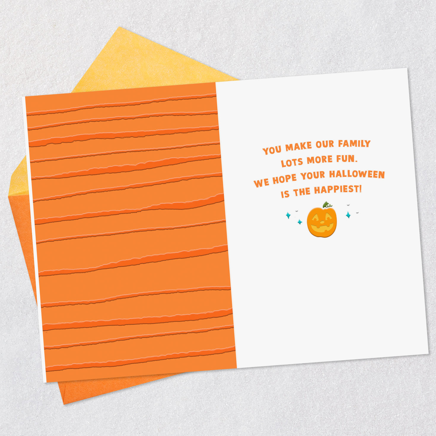 Stacked Pumpkins Halloween Card for Grandson Open card with envelope image number 3