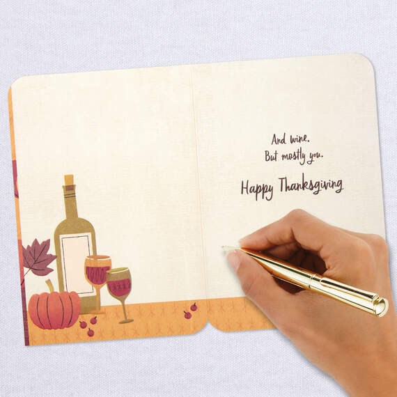 Thankful for You and Wine Funny Thanksgiving Card, , large image number 6