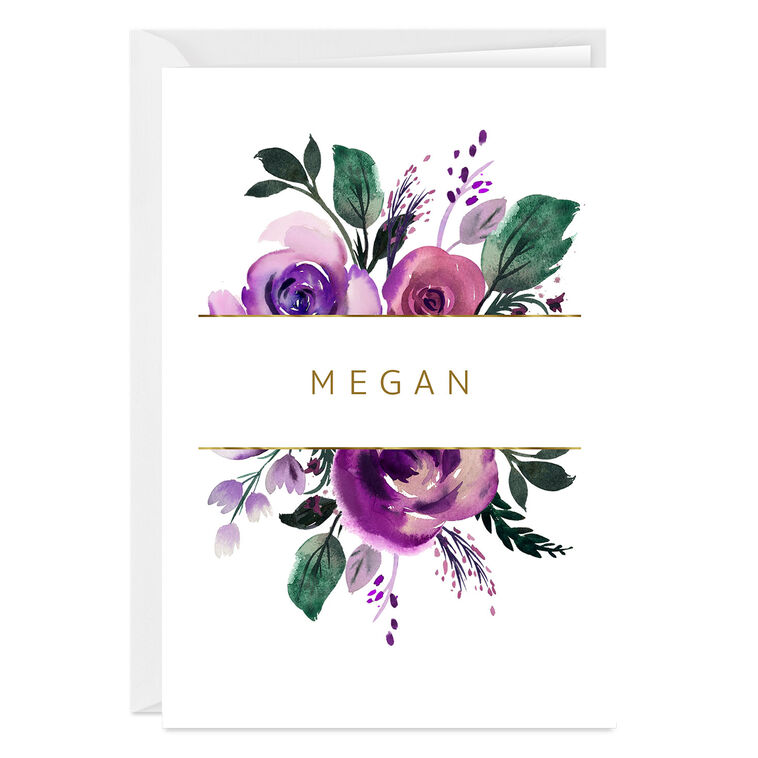 Personalized Watercolor Purple Flowers Card