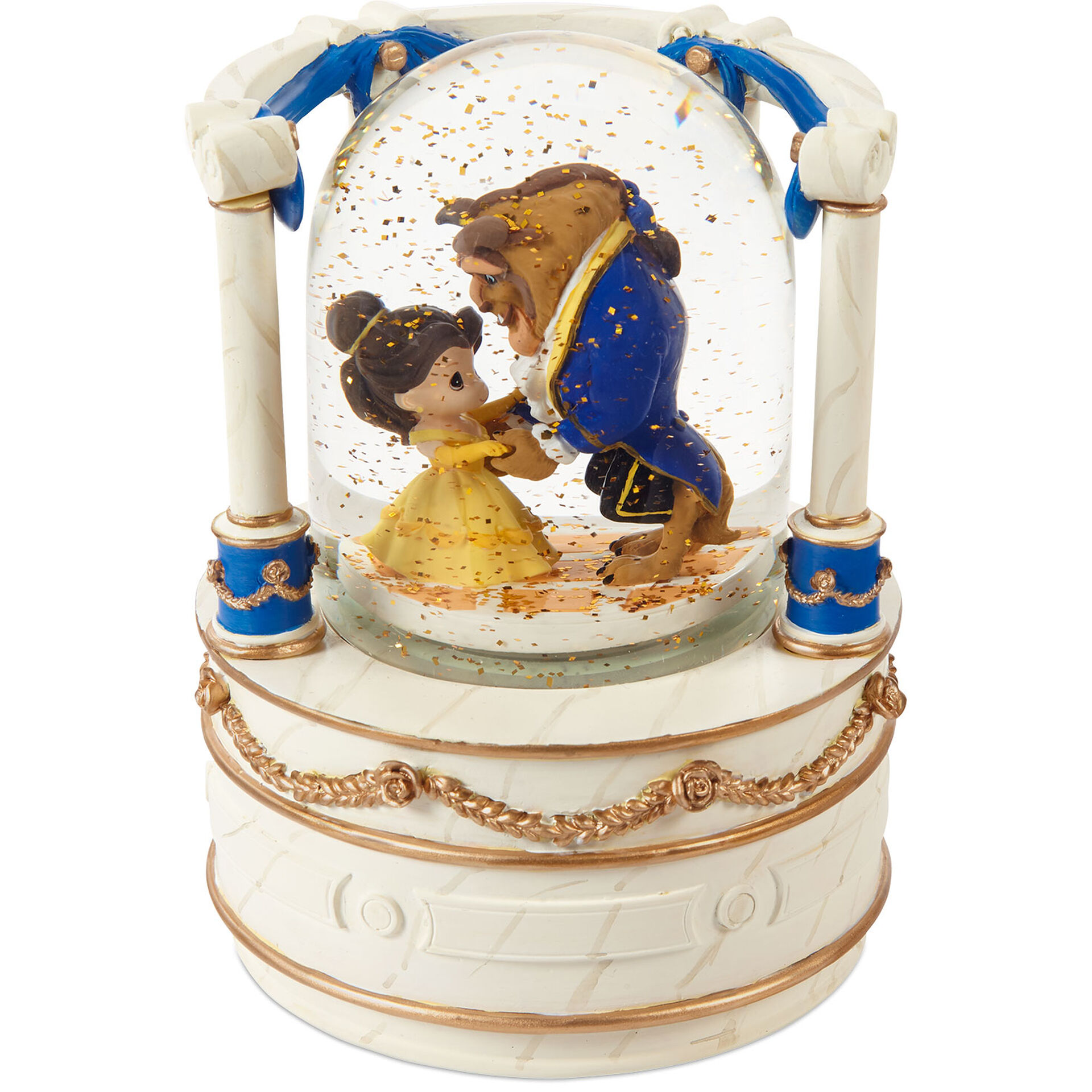 Precious Moments Disney Beauty And The Beast Musical Snow Globe 6 Figurines Hallmark