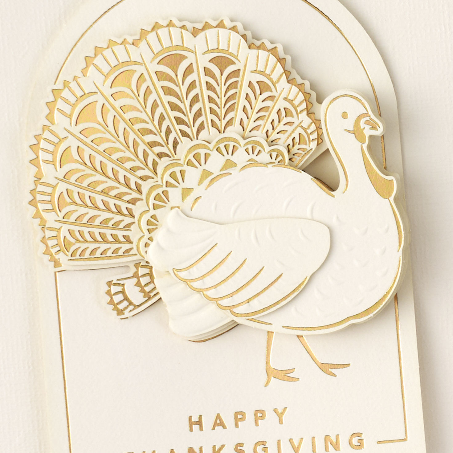 Gold Turkey Grateful For You Thanksgiving Card Card Front Detail image number 4
