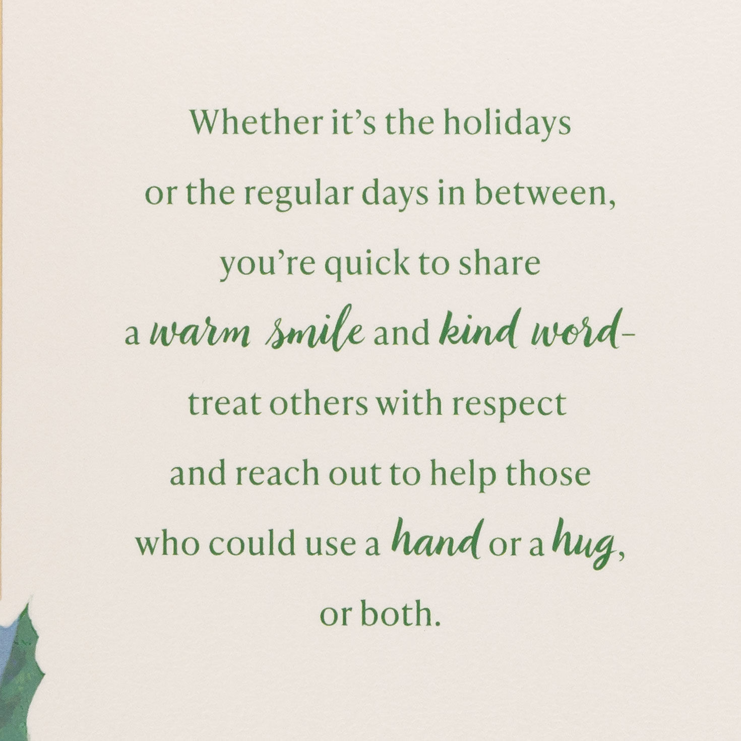 Holly on Green With Red Ribbon Christmas Card Sentiment image number 2