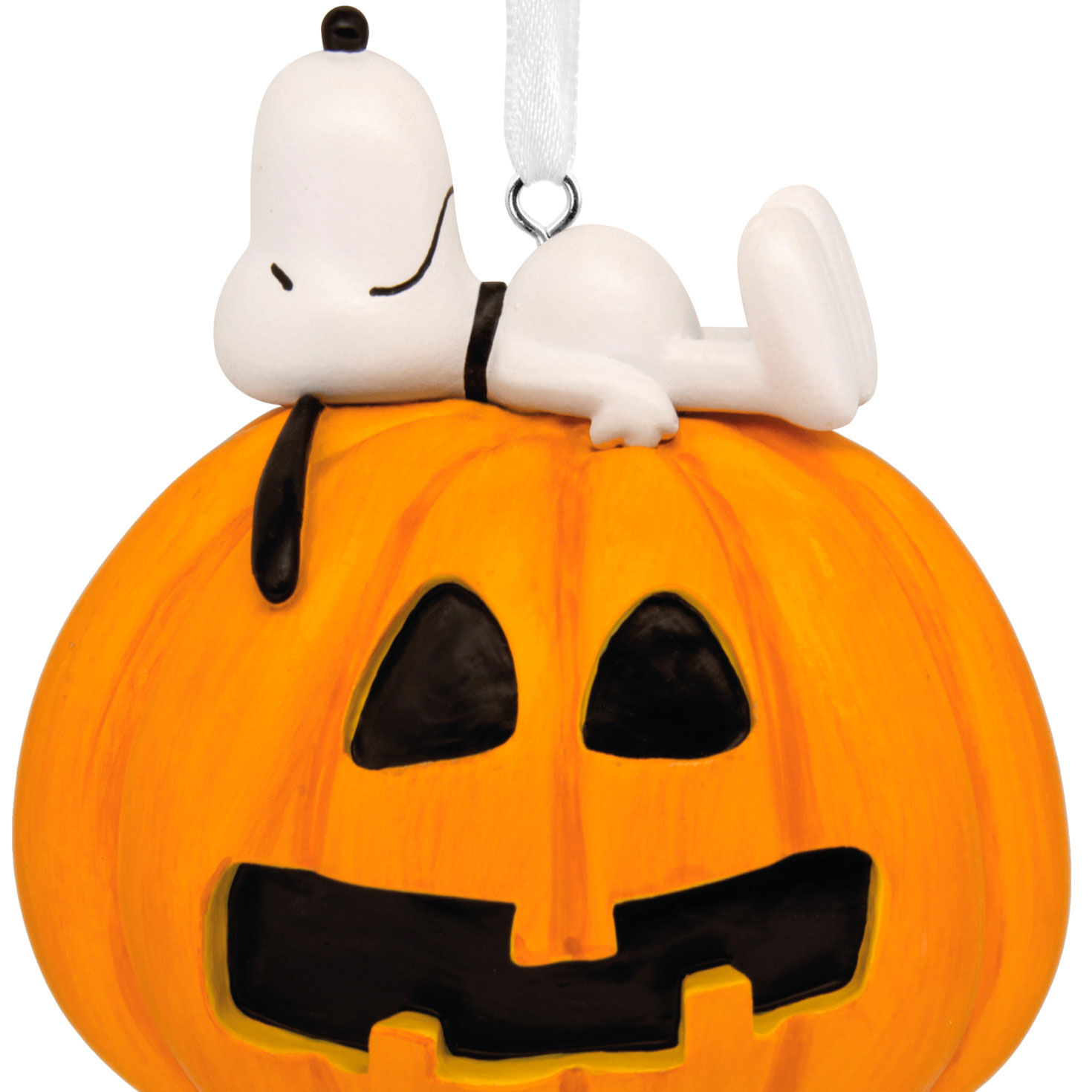 Snoopy on Jack-o'-Lantern Halloween Ornament closeup view image number 3