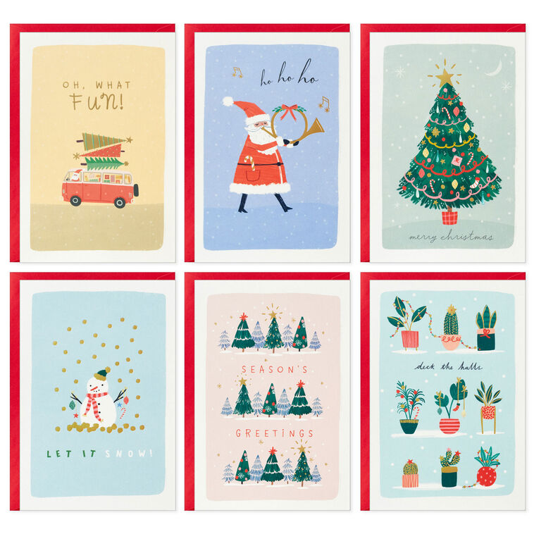 Festive Fun Boxed Christmas Cards Assortment, Pack of 24