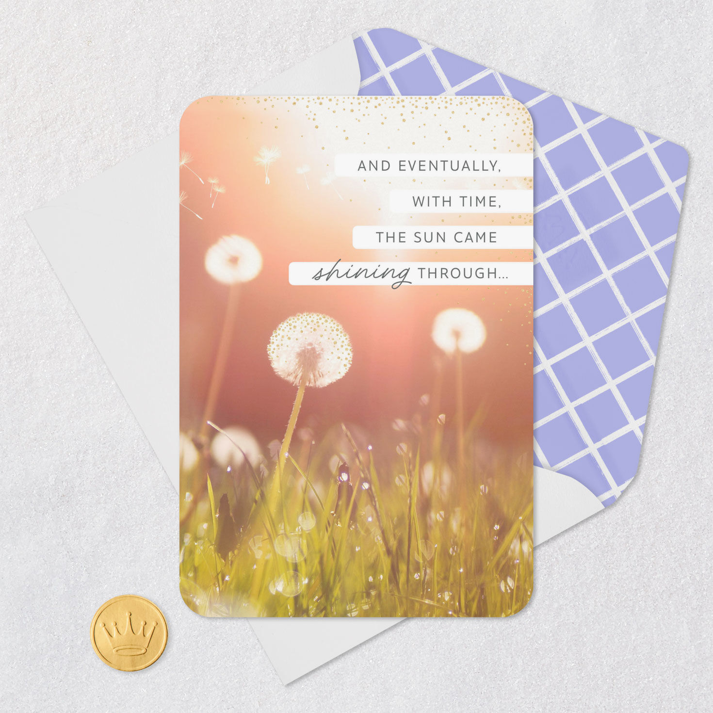 Dandelions in Sunshine Encouragement Card Card Front with Envelope and Gold Seal image number 5