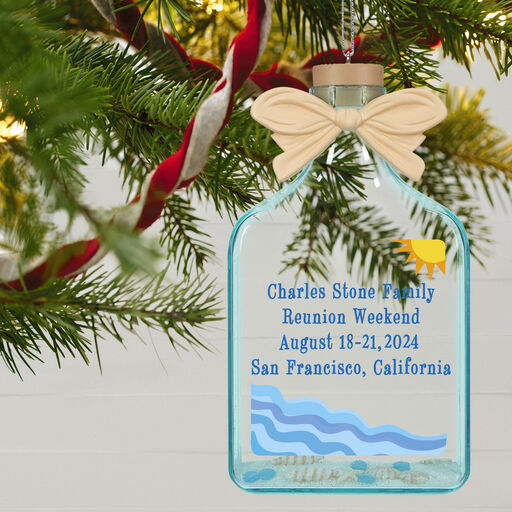 A Day at the Beach Sun & Waves Personalized Text Ornament, 