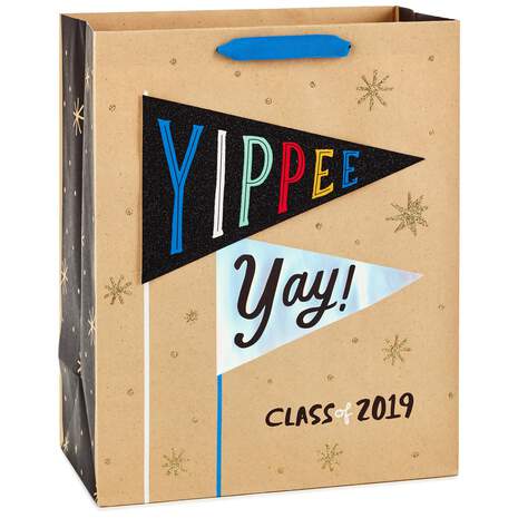 Yippee and Yay Pennants Large Graduation Gift Bag, 13", , large