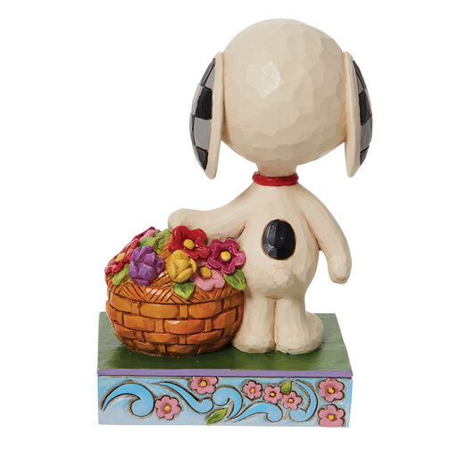Jim Shore Peanuts Snoopy Basket of Tulips Figurine, 4.9", 