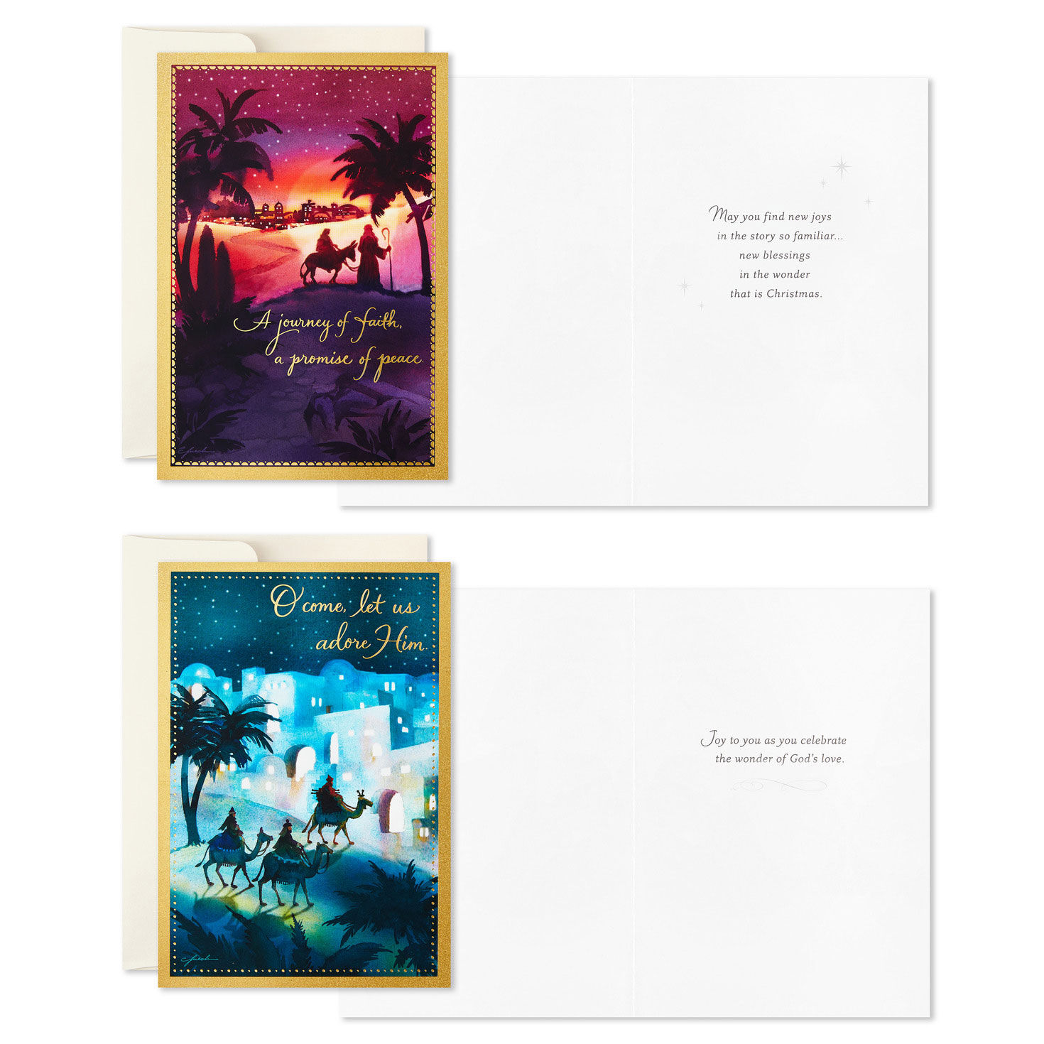 Vivid Bethlehem Boxed Christmas Cards Bulk Pack Card Front with Sentiment image number 3