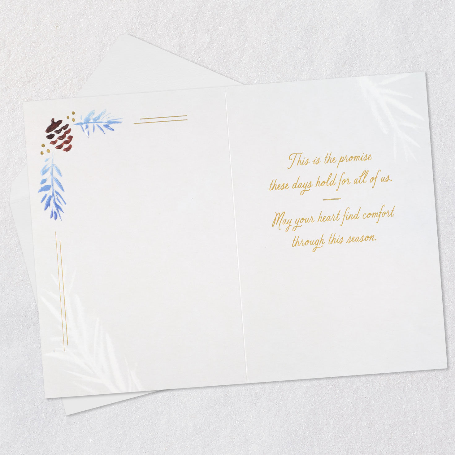 Pine Cones Difficult Time Christmas Card Open card with envelope image number 3