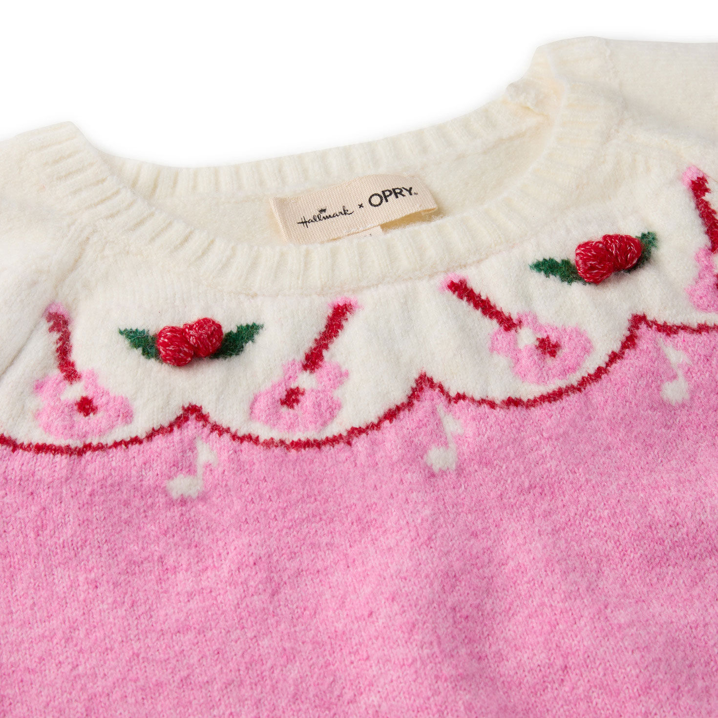 Hallmark x Opry® Guitar Fair Isle Women's Pink and Cream Sweater for only USD 75.00 | Hallmark