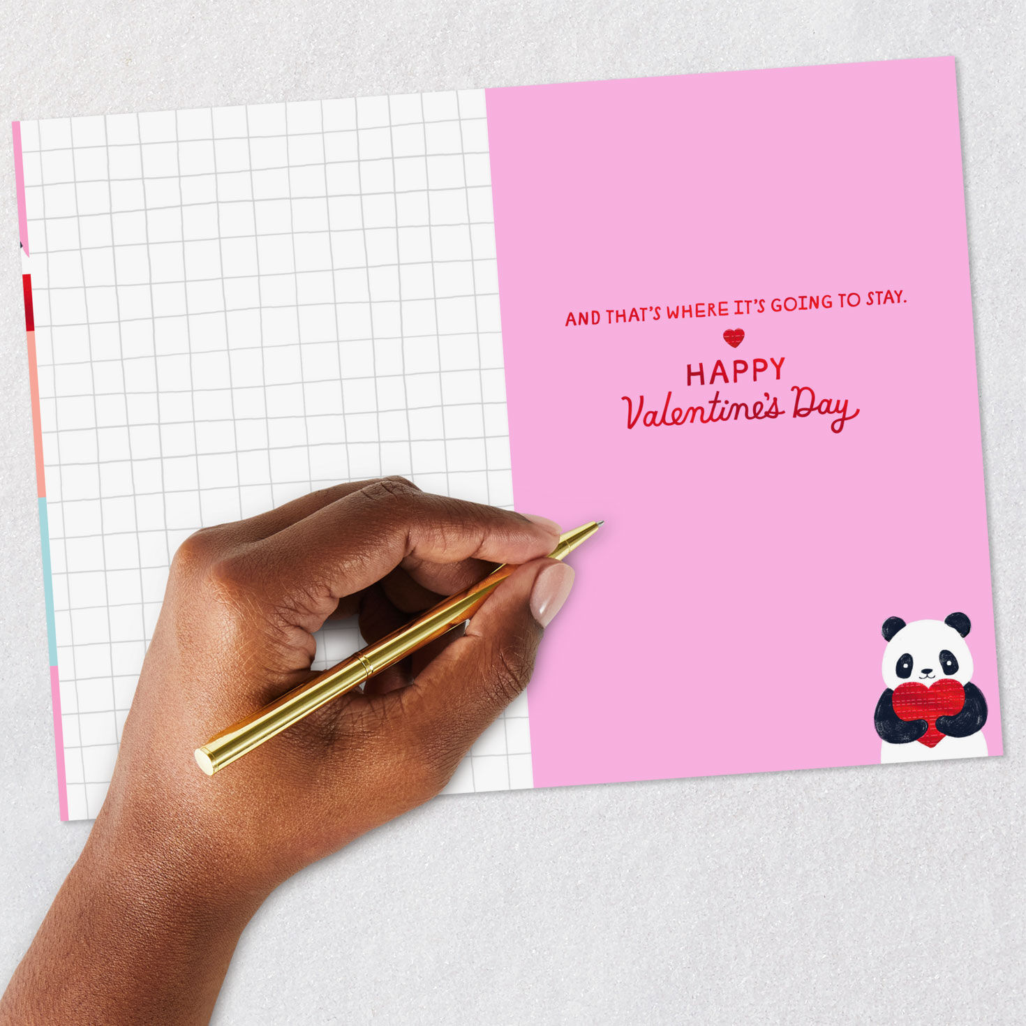 Panda Bear and Red Hearts Valentine's Day Card signing card image number 7