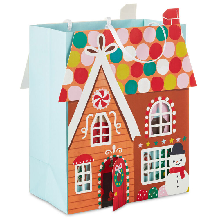 9.6" Gingerbread House Medium Christmas Gift Bag