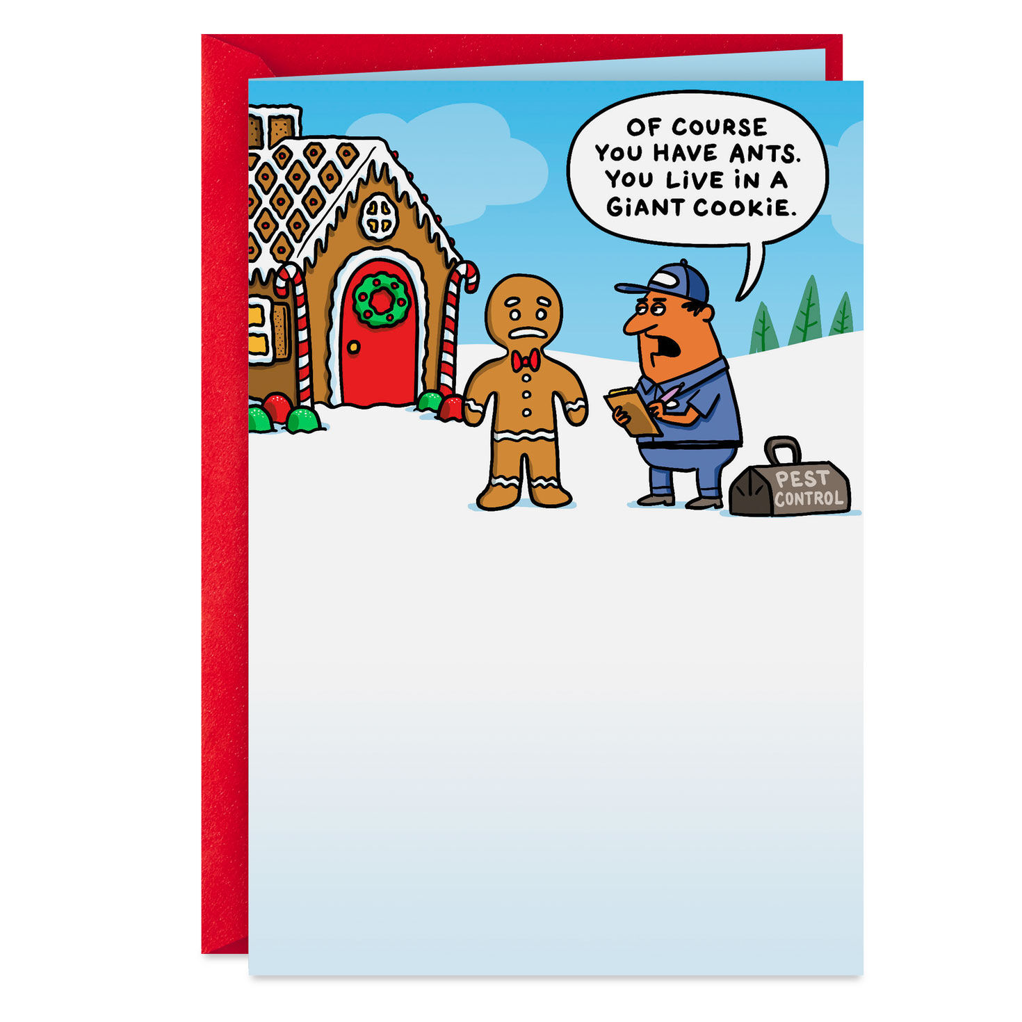 Gingerbread House With Ants Funny Christmas Card