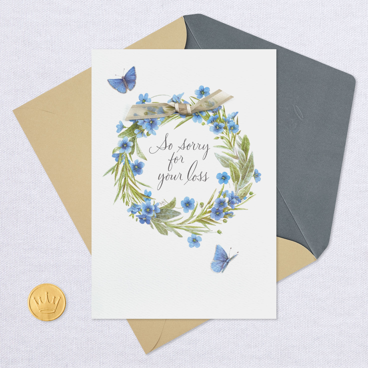Marjolein Bastin Wreath With Butterflies Sympathy Card for only USD 4.99 | Hallmark