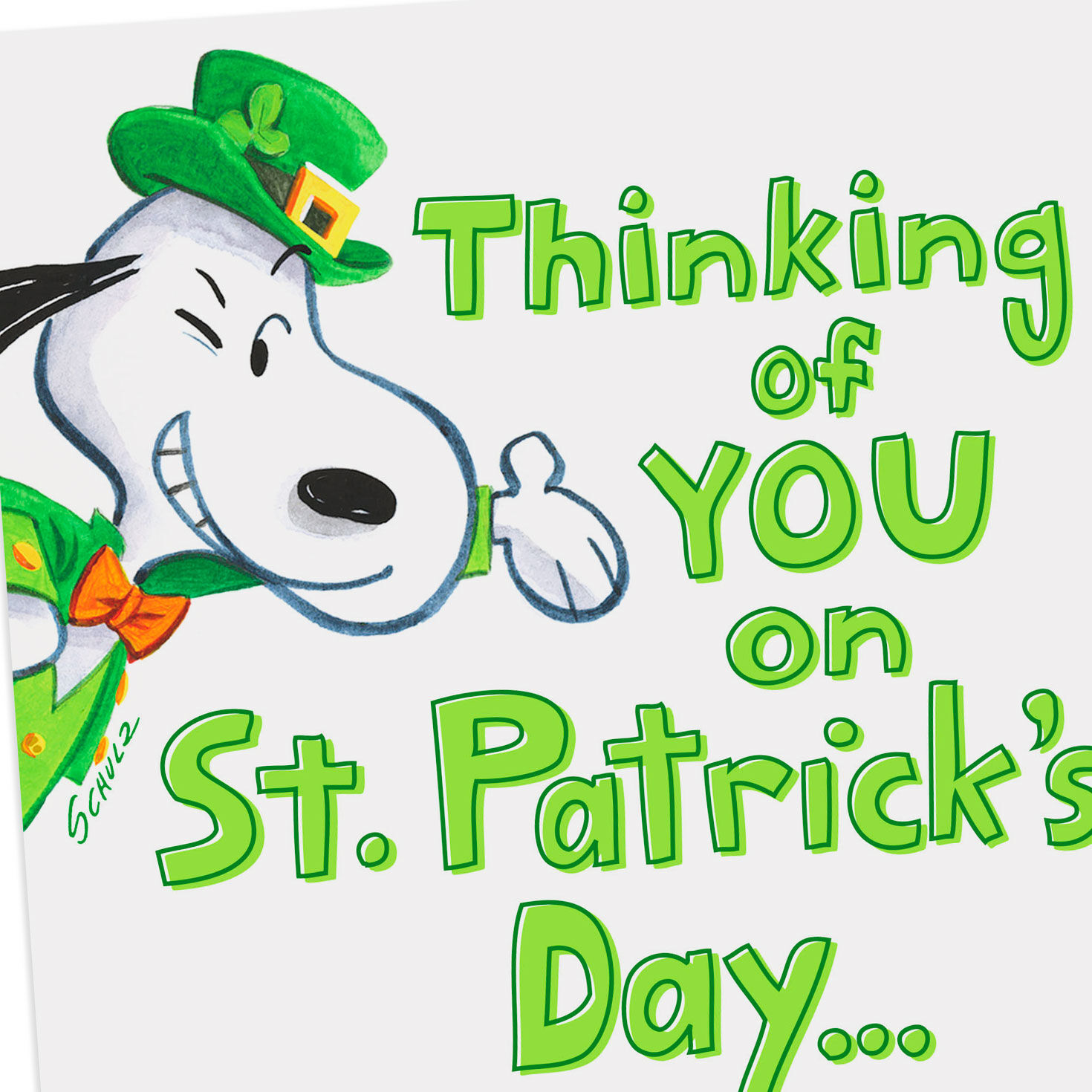 Snoopy Happy Dance Musical St. Patrick's Day Card Cover Detail image number 4
