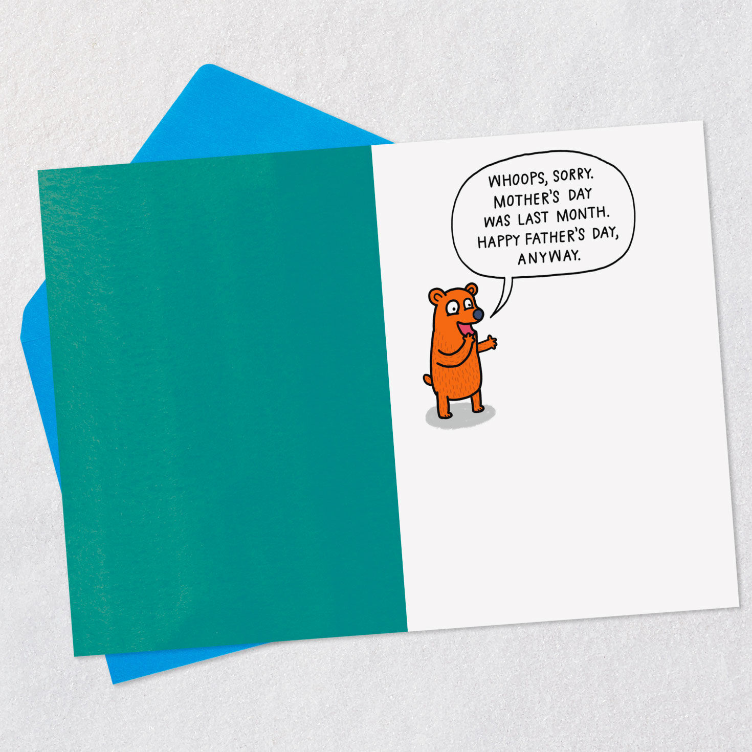 Cartoon Bear Funny Father's Day Card for Dad Open card with envelope image number 3