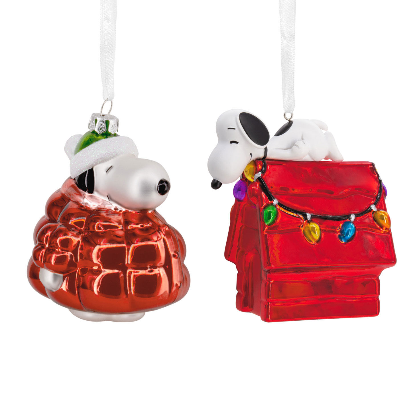 Peanuts® Snoopy Blown Glass Hallmark Ornaments, Set of 2