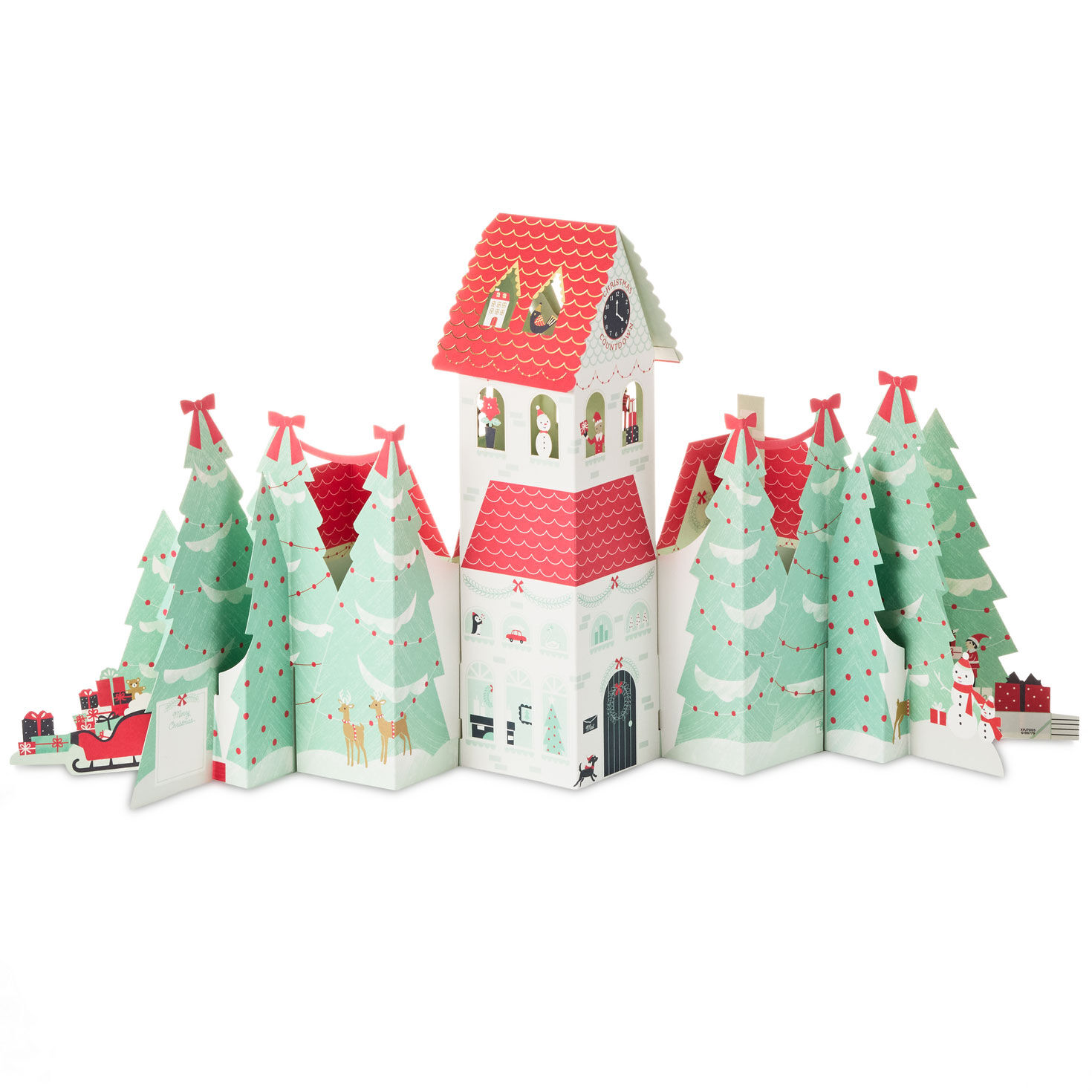 Large Santa's Workshop Pop-up Christmas Card back of popped up card image number 2