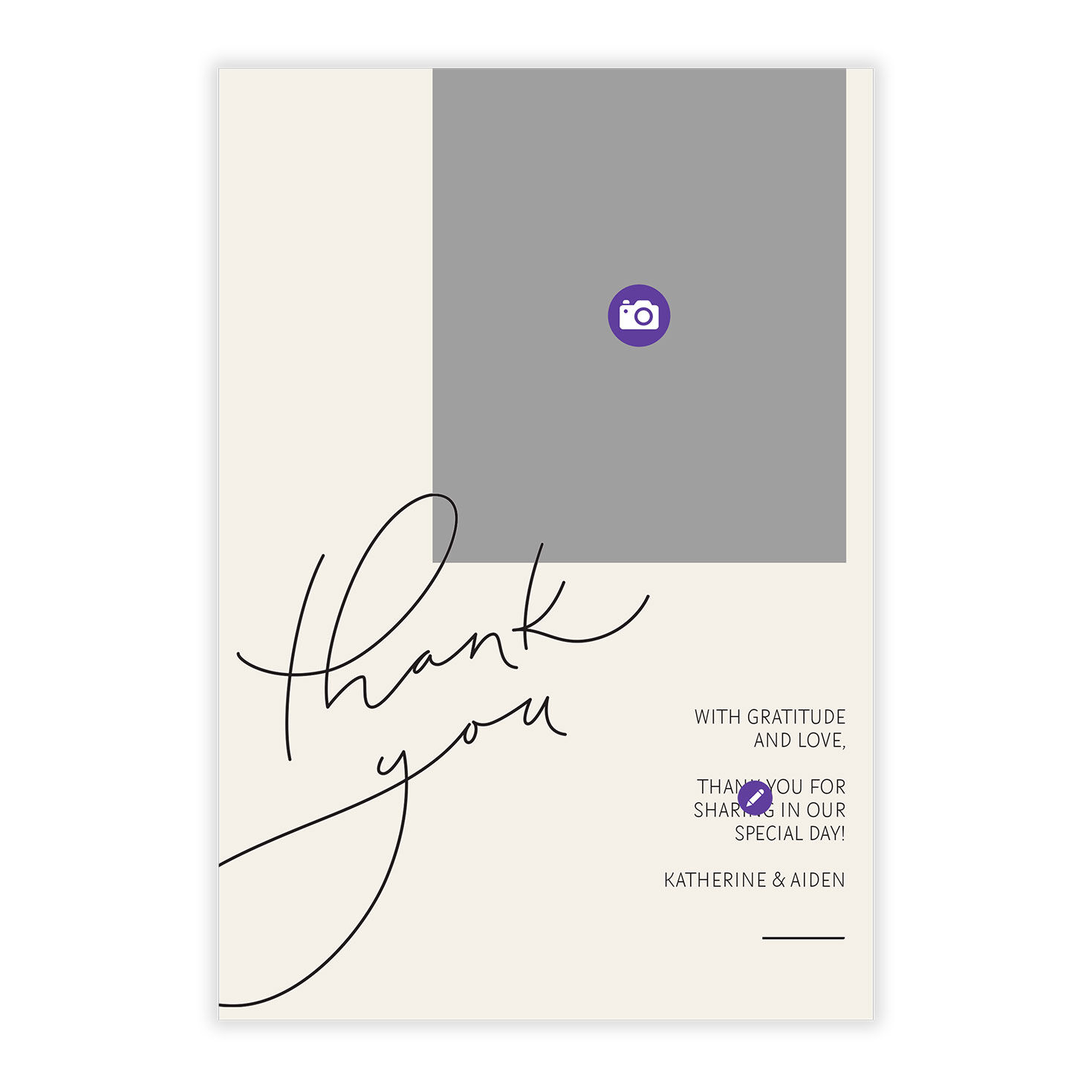 Modern Handwriting Personalized Wedding Thank You Card Front indicating personalization image number 5