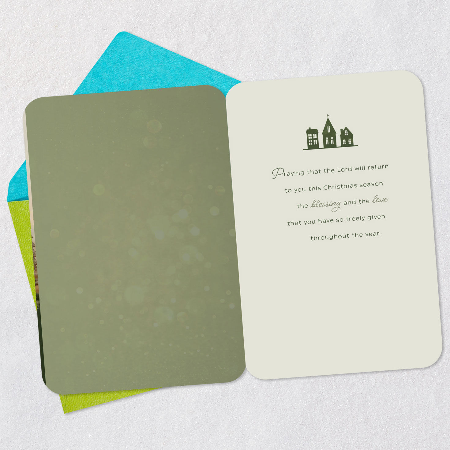 Wooden Church Minister Religious Christmas Card Open card with envelope image number 3