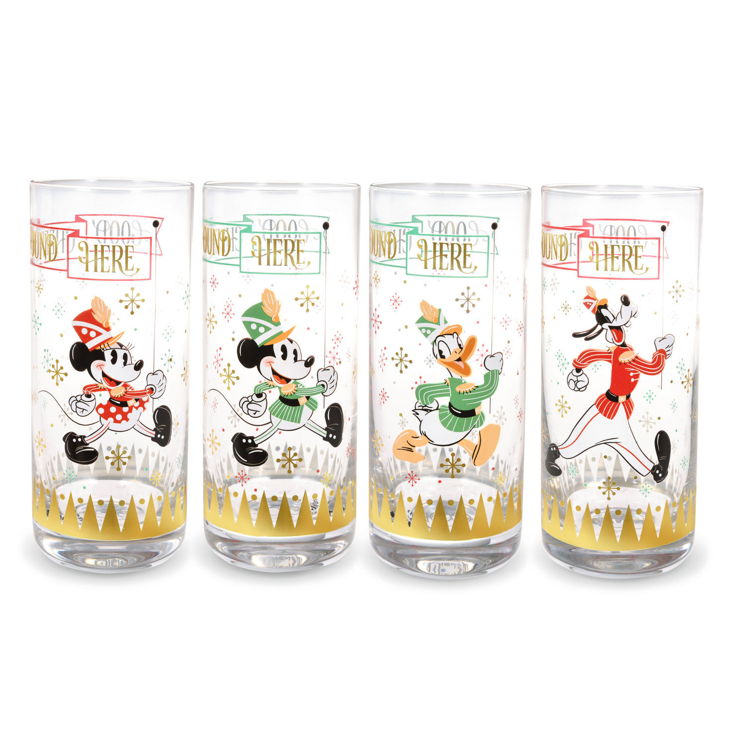 Disney 100 Years of Wonder Mickey and Friends Parade Holiday Glasses, Set  of 4 - Glassware - Hallmark