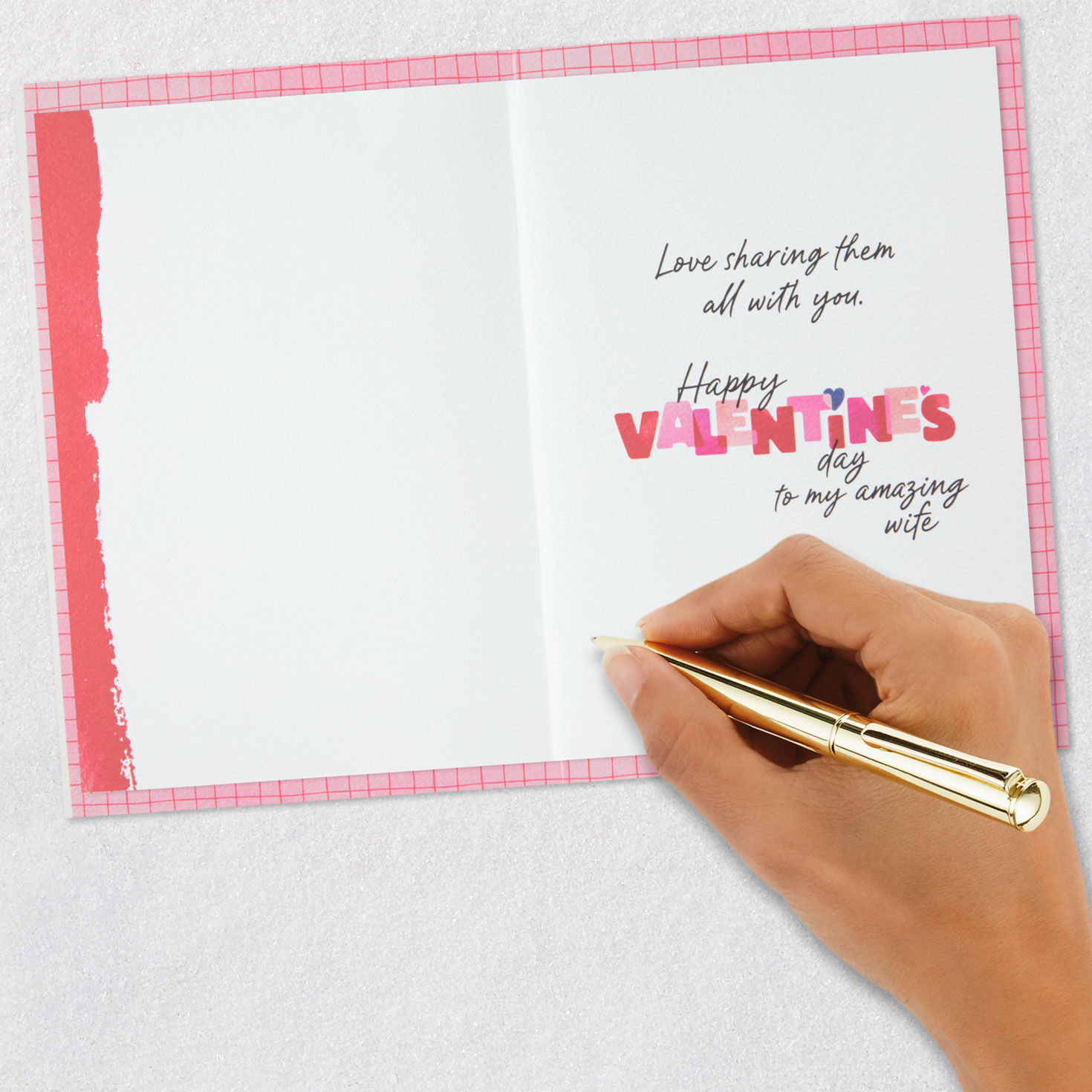 Pink Hearts Valentine's Day Card for Wife Signing card image number 6