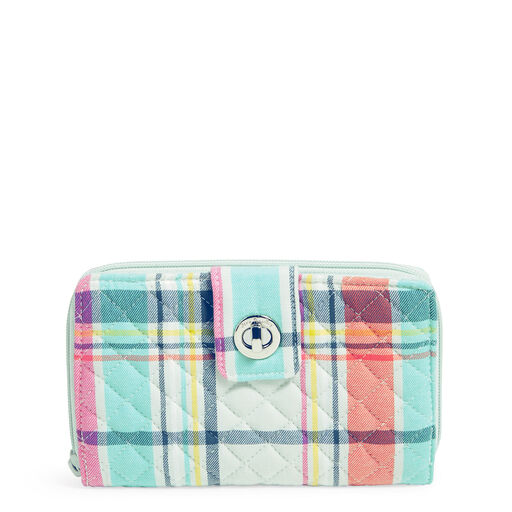 Vera Bradley RFID Turnlock Wallet in Pastel Plaid, 
