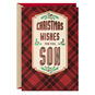 Pine Boughs and Red Plaid Son Christmas Card Card Front image number 1
