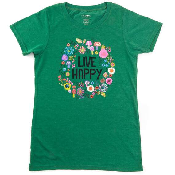 Natural Life Green Live Happy Perfect Fit T-Shirt, Small, , large image number 1
