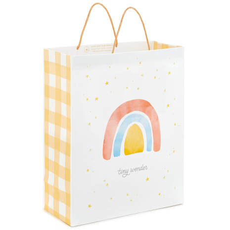 15.5" Watercolor Rainbow and Stars New Baby Extra-Large Gift Bag, , large