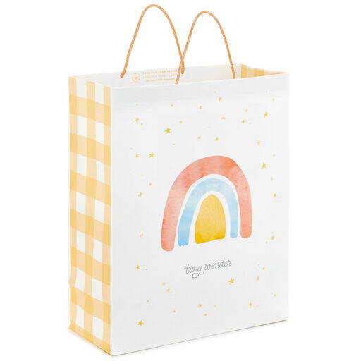 15.5" Watercolor Rainbow and Stars New Baby Extra-Large Gift Bag, 