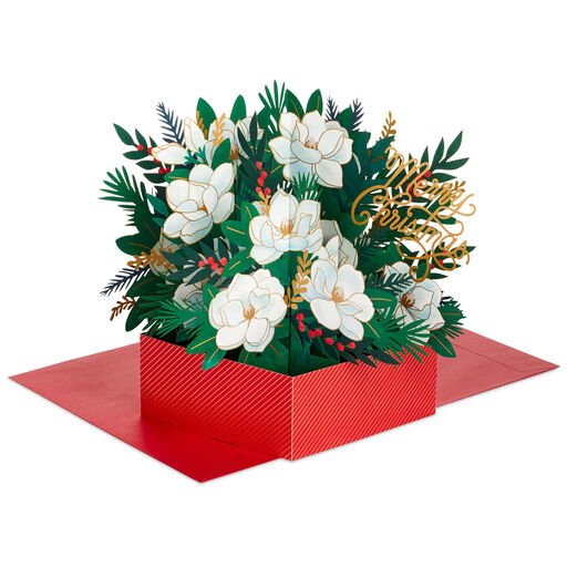 Jumbo Holiday Flower Bouquet 3D Pop-Up Christmas Card, 